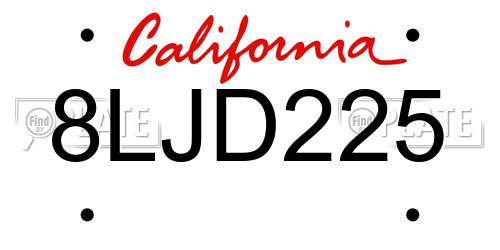 8LJD225 California License Plate