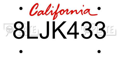 8LJK433 California License Plate
