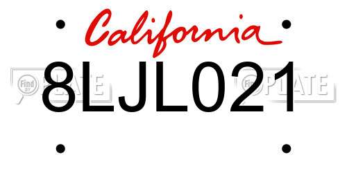 8LJL021 California License Plate