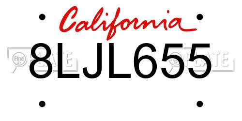8LJL655 California License Plate