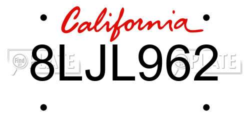 8LJL962 California License Plate