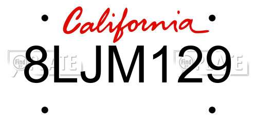 8LJM129 California License Plate