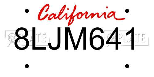 8LJM641 California License Plate