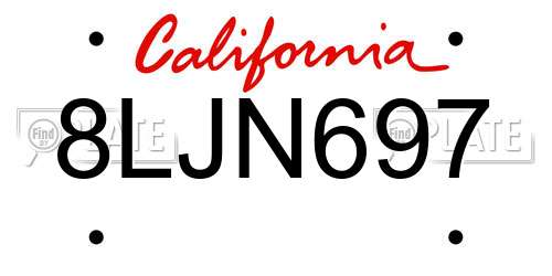 8LJN697 California License Plate