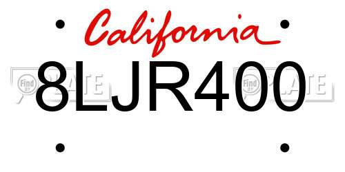 8LJR400 California License Plate
