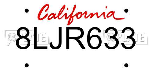 8LJR633 California License Plate