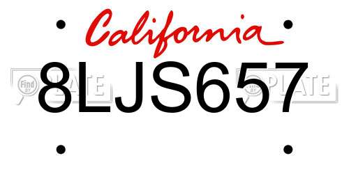 8LJS657 California License Plate
