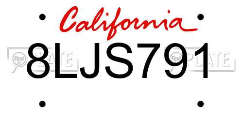 8LJS791 California License Plate