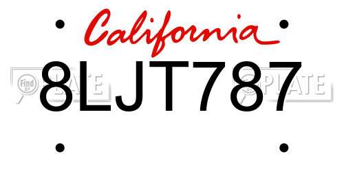 8LJT787 California License Plate