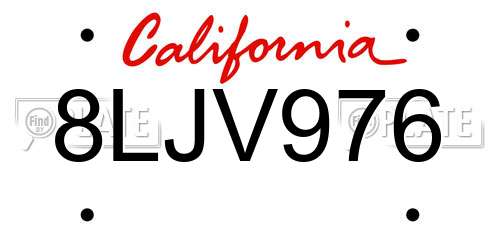8LJV976 California License Plate
