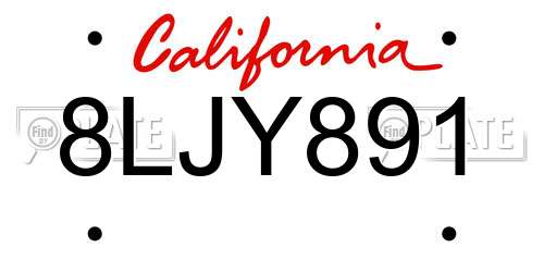 8LJY891 California License Plate