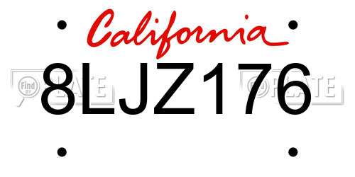8LJZ176 California License Plate
