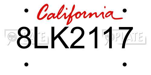 8LK2117 California License Plate