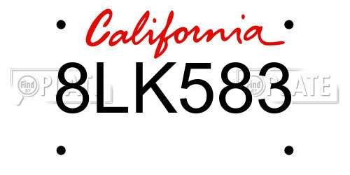 8LK583 California License Plate