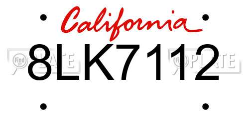 8LK7112 California License Plate