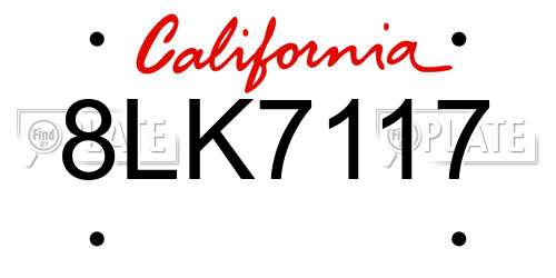 8LK7117 California License Plate