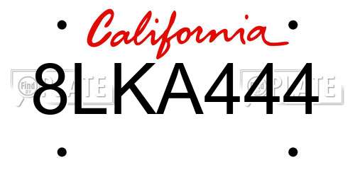 8LKA444 California License Plate