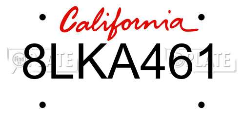 8LKA461 California License Plate