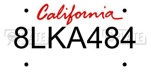 8LKA484 California License Plate