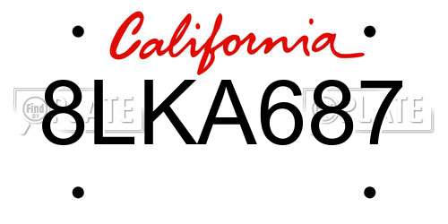 8LKA687 California License Plate