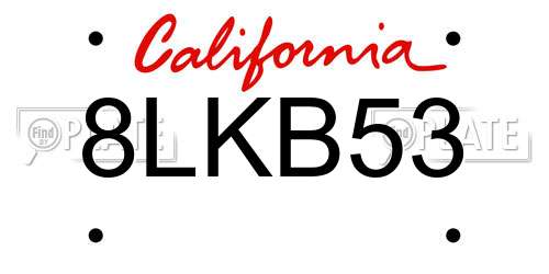8LKB53 California License Plate