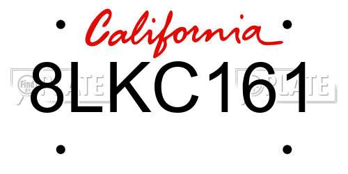 8LKC161 California License Plate