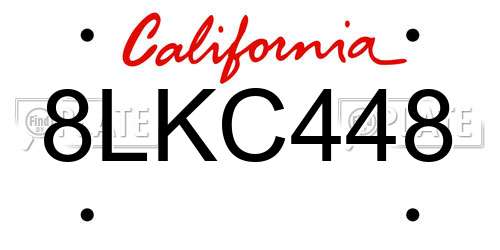 8LKC448 California License Plate