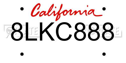 8LKC888 California License Plate