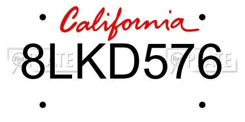 8LKD576 California License Plate