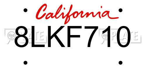 8LKF710 California License Plate