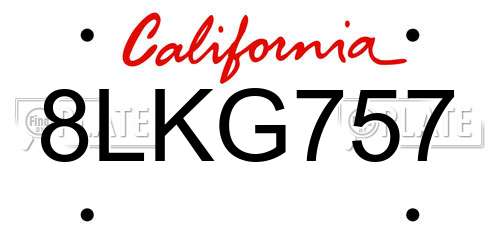 8LKG757 California License Plate
