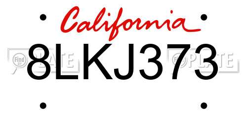 8LKJ373 California License Plate