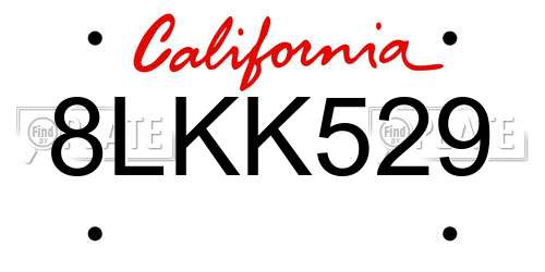 8LKK529 California License Plate