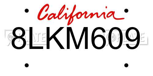 8LKM609 California License Plate