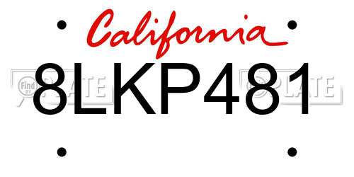 8LKP481 California License Plate