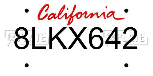 8LKX642 California License Plate