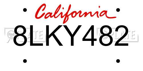 8LKY482 California License Plate