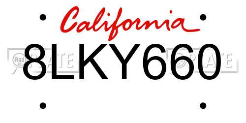 8LKY660 California License Plate