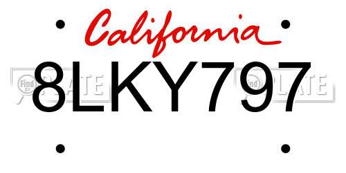 8LKY797 California License Plate