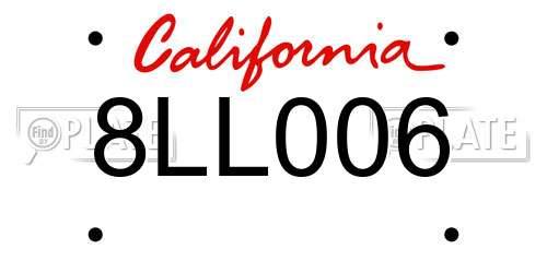 8LL006 California License Plate