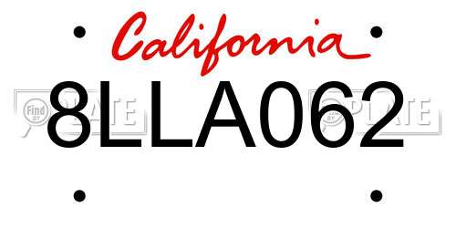 8LLA062 California License Plate