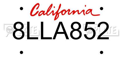 8LLA852 California License Plate
