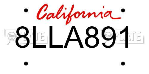 8LLA891 California License Plate