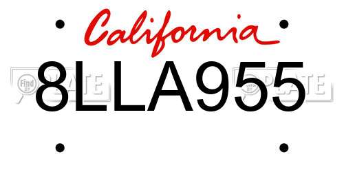 8LLA955 California License Plate