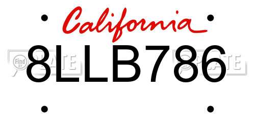 8LLB786 California License Plate