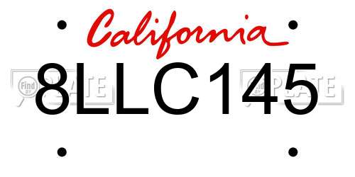 8LLC145 California License Plate
