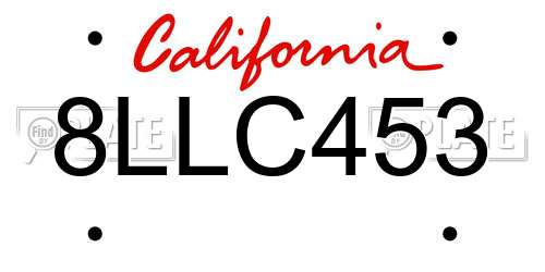 8LLC453 California License Plate