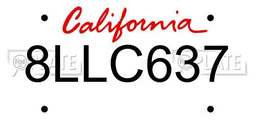 8LLC637 California License Plate