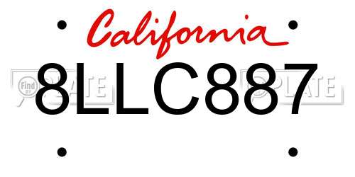 8LLC887 California License Plate