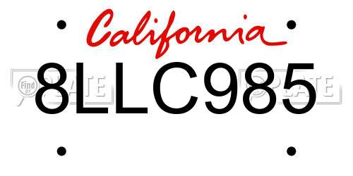 8LLC985 California License Plate